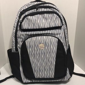 Roxy grey and white zebra stripe backpack